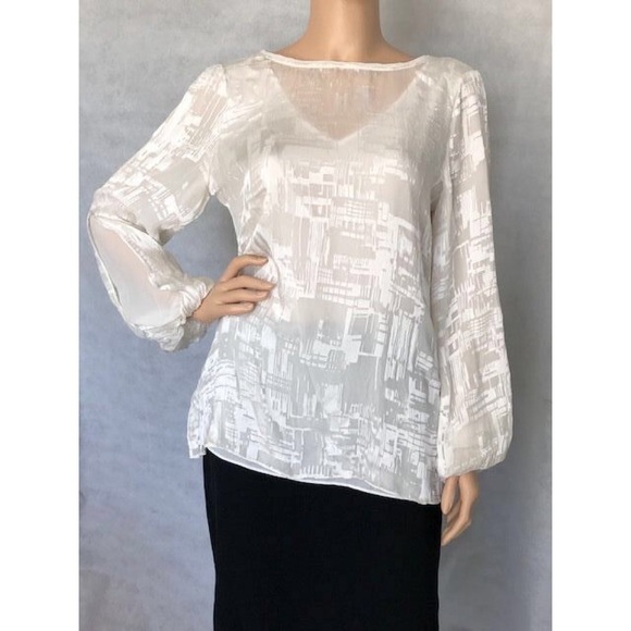 *MAKE OFFER. DONATING JANUARY 1. * IVORY BURNOUT BLOUSE WITH SLIT SLEEVES - Picture 1 of 3